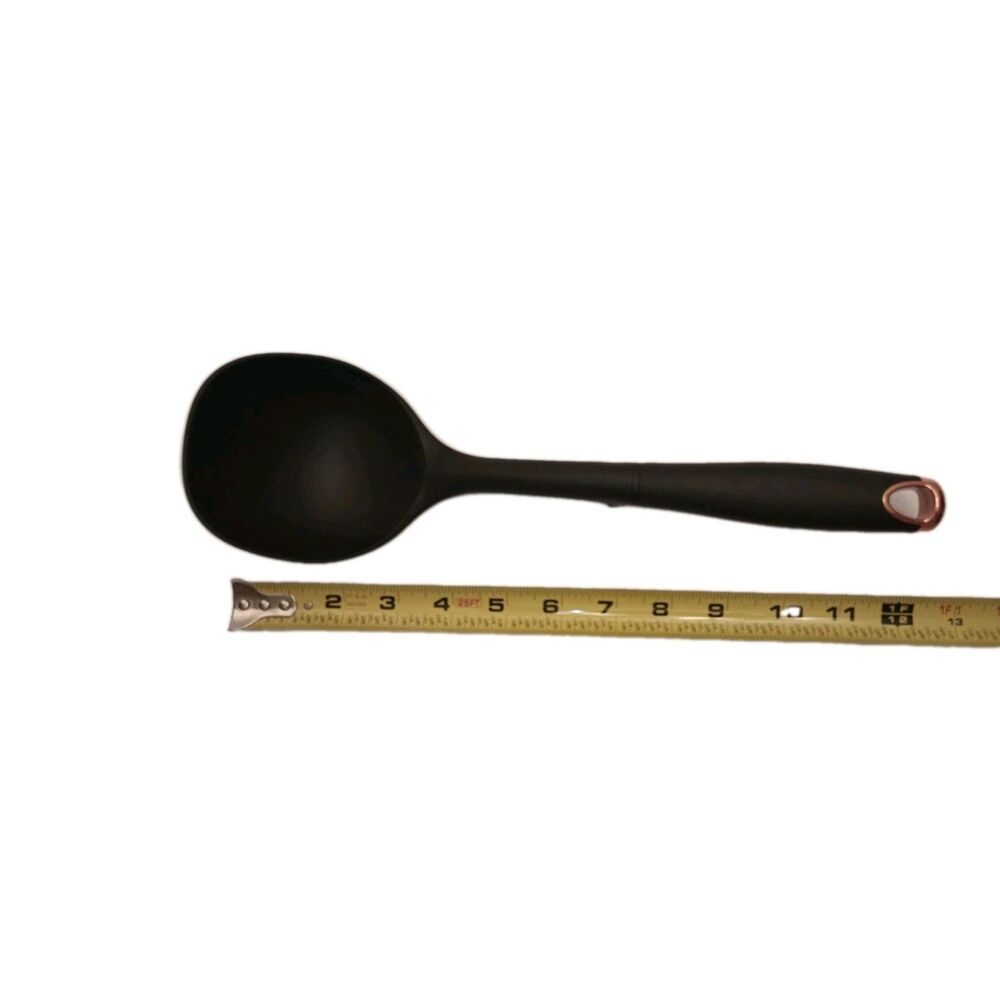 Black Plastic Ladle, Solid Pattern, Cooking Utensil with Handle, Used